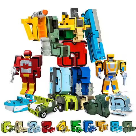 GUDI Assemble Robots Transformation Action Figure Car Model Deformation Number Letters Alphabet Math Educational Children Toys https://tinyurl.com/22vzg5vw