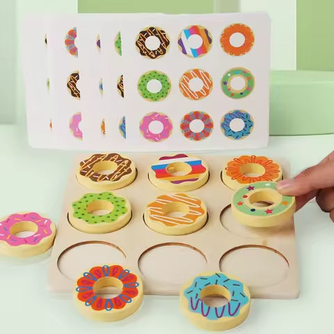 Wooden Donuts Paired With Children’s Toys Baby Montessori Early Education Puzzle Kindergarten Small Class Game Teaching Aids https://tinyurl.com/2b6psl75