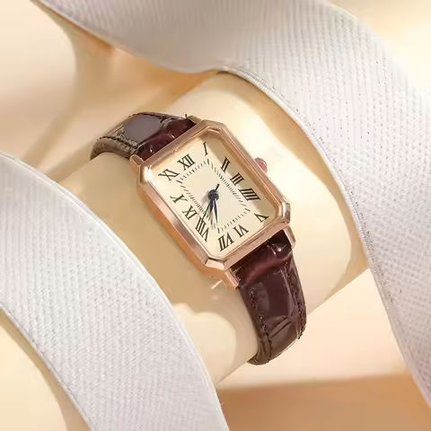 Casual Rectangle Pointer Quartz Watch Rome Fashion Analog Retro PU Leather Wrist Watch For Women Girls https://tinyurl.com/2cxa42j8