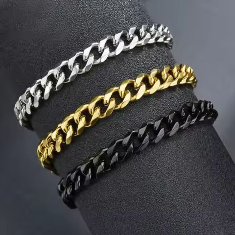 New Trendy Cuban Chain Men Bracelet Classic Stainless Steel 3 5 7mm Width Chain Bracelet For Men Women Jewelry Party Gift https://tinyurl.com/2ynoexzn