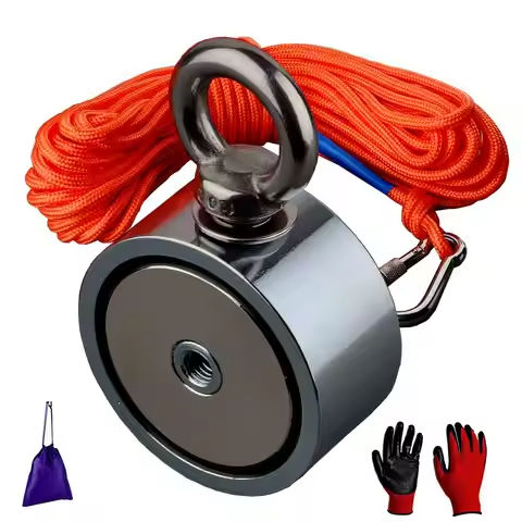 Double Side 120/150KG/200/300KG  Magnet Power Neodymium N52 Hole Recovery Magnets Magnetic Material Base Fishing Magnet 20m Rope https://tinyurl.com/25bjbubg