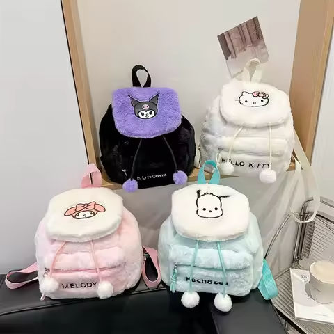Cute Cartoon Kuromi Hello Kitty Plush Backpack Kawaii Melody Large Capacity Flip Style Student School Bag Girls Children Gifts https://tinyurl.com/24k6us3c