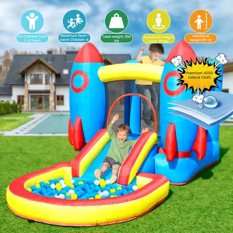 News Inflatable Rocket Bounce House Castle Ball Pit for Kids Indoor Outdoor w/Blower Commercial children’s playground https://tinyurl.com/27nbcfel