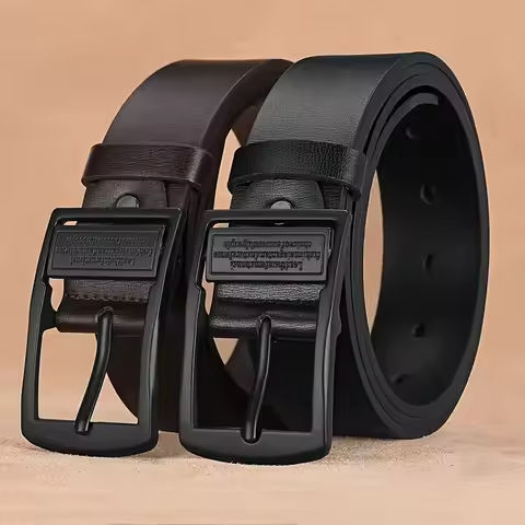 New Leather Cowhide Men’s Belt Fashion Metal Alloy Pin Buckle Adult Luxury Brand Jeans Business Casual Waist Male Strap Brand https://tinyurl.com/2co4rzg2
