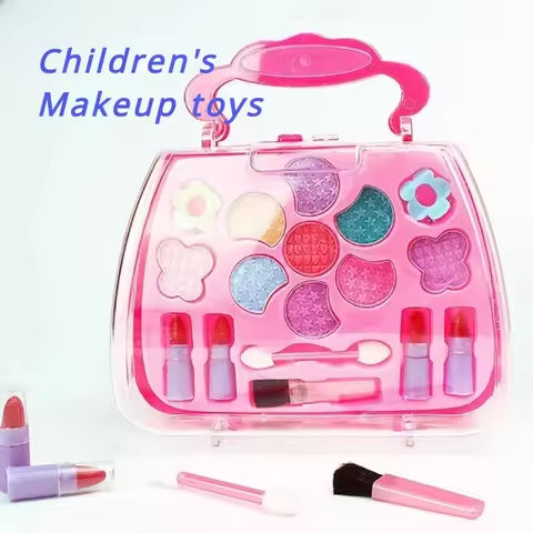 Girls Make Up Box Play House Toy Eye Shadow Little Girl Princess Makeup Cosmetics Handbag Funny Safe Water Soluble Birthday Gift https://tinyurl.com/28e9yuw9