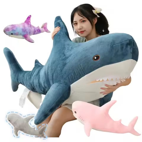 Simulated Shark Sea Creature Blue Pink Grey Fish Toy  Super soft Dolls Cartoon Pillow Bed Decor Birthday Gift for Girls Boys https://tinyurl.com/2yhdjbbv