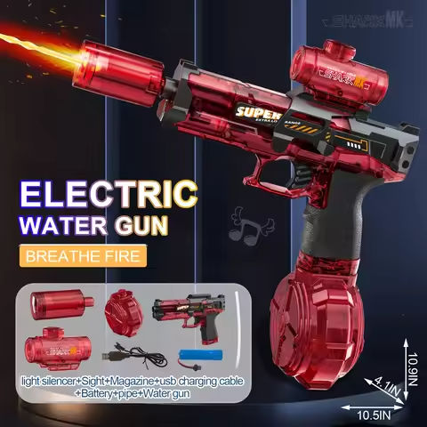New Electric Water Gun With light Sprays Flame Effect Continuously High-pressure High-speed Powerful Outdoor Water Gun Toys https://tinyurl.com/235fvxls