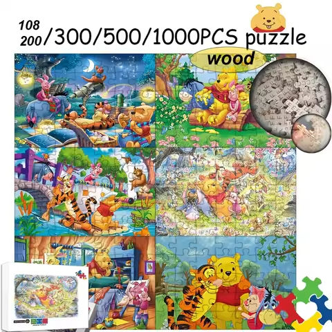 108/200/300/500/1000 Pieces Disney Winnie the Pood Jigsaw Puzzles   for Adults Toys Gifts Wooden high-quality floor puzzle https://tinyurl.com/2bmqc9bc