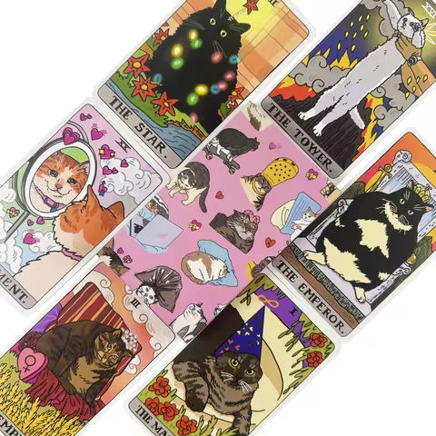 Cat Meme Tarot Deck Cards Funny Witchy Cat Kawaii Uwu 22 Major Arcana – Perfect for Family Gathering Divination Board Game https://tinyurl.com/28v8xfw9