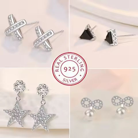 925 Sterling Silver Earrings For Women Original Charm Double Hoop Earrings Pave CZ Fine Engagement Anniversary Jewelry E557 https://tinyurl.com/2aw65x7b