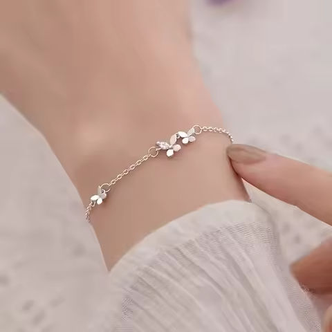 925 Sterling Silver Diamond-Studded Butterfly Bracelet Women’s Fashion Jewelry Temperament Flower Adjustable Bracelet https://tinyurl.com/26lrrgu8