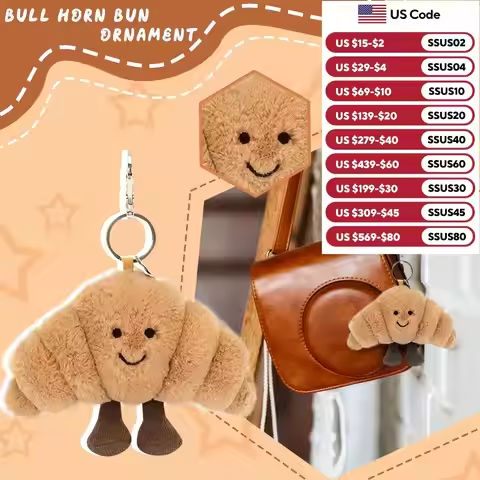 Hot Adorable Croissant Bag Charm Keychain Cute Plush Novelty Food Shape Accessory for Mobile Phones or Bags, Gift Idea https://tinyurl.com/2d6vkuob