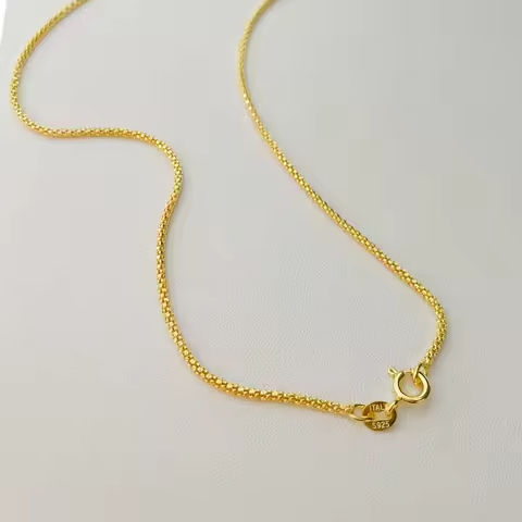 40-60cm 1.3mm Real 925 Sterling Silver Gold Color Maize Chain Necklace Women Girl Men Jewelry Colar Collier Collares Mujer Kolye https://tinyurl.com/2any2k96