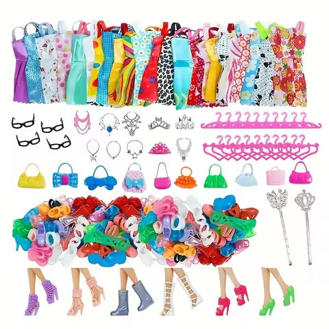 Random 1Set Doll Accessories for Girl Doll Shoes Boots Mini Dress Handbags Crown Hangers Glasses Doll Clothes Kids Toys 11.5” https://tinyurl.com/26p94o8r