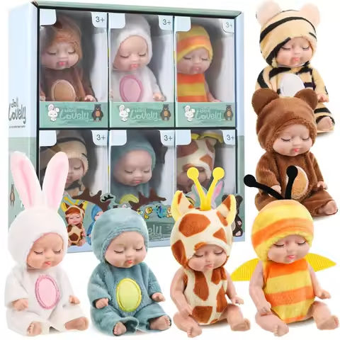 6Pcs Reborn Doll Kit Toy Simulation Princess Dolls Toy Mini Cute Sleeping Baby with Clothes Accessories Birthday Gift for Kids https://tinyurl.com/247n9ond