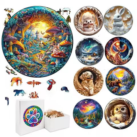 3D Mushroom Village Wooden Jigsaw Puzzle Montessori Games Puzzles Animal Toy for Adults Kids Exquisite Pattern Birthday Gift https://tinyurl.com/22anh53b