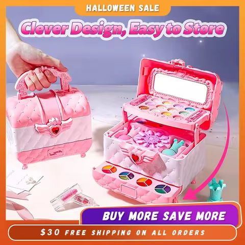 Kids Multi-Layer Foldable Makeup Set – Pretend Play Cosmetic Kit for Girls, Educational and Learning Toy with Storage Box https://tinyurl.com/2xvegxmk