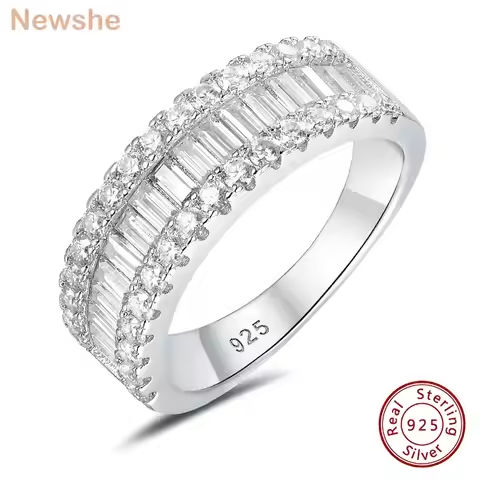 Newshe D Color Moissanite Rings for Women Half Eternity Band 925 Sterling Silver Wedding Engagement Stunning Jewelry Ring https://tinyurl.com/296v95wb