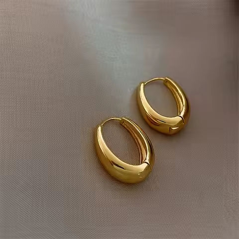 2024 New Classic Copper Alloy Smooth Metal Hoop Earrings For Woman Fashion Korean Jewelry Temperament Girl’s Daily Wear earrings https://tinyurl.com/28lb3e8m