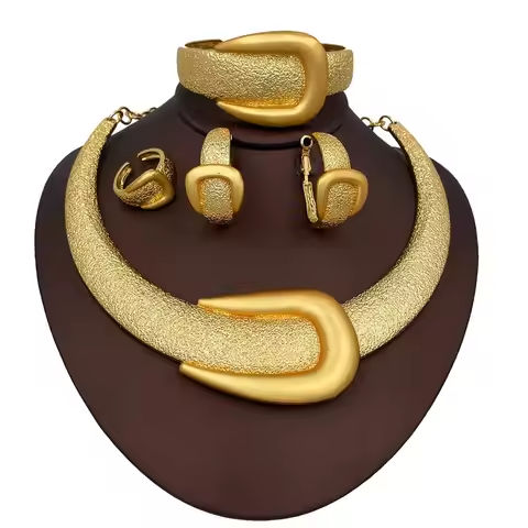 2025 New Exaggerate Jewelry Set Dubai Gold Color Large Necklace Bangle Africal Big Earring Ring Wide Bracelet Bridal Jewellery https://tinyurl.com/2b8u96w7