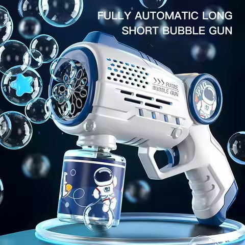 New Porous Astronaut Electric Bubble Gun Kid Toy Bubbles Machine Automatic Soap Blower with Light Summer Outdoor Party Games toy https://tinyurl.com/2dm58x2l