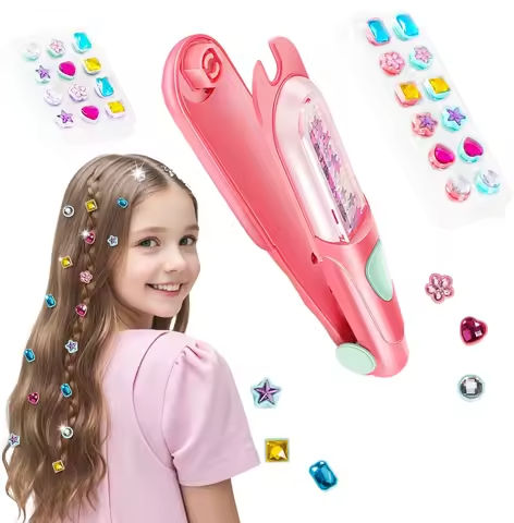 Hair Gem Stamper Kit Blingling Hair Jewels for Girls Toys Hair Styling Tool with Reusable Shining Diamonds Pretend Play Toy Gift https://tinyurl.com/2a2rbtcc