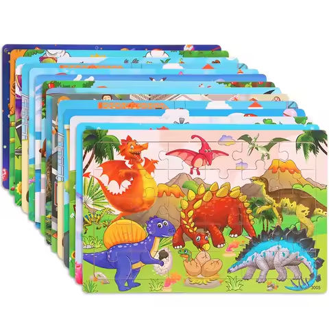 NEW Wooden 30pcs Puzzles Children Animal Dinosaur Cartoon Plane Puzzle Baby Early Education and Intellectual Building Block Toys https://tinyurl.com/2armweyt
