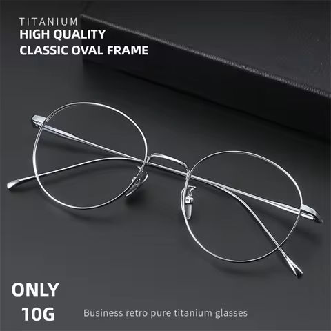 Vintage Eyeglasses Fashion Round Pure Titanium Eyewear Luxury Prescription Glasses Frame For Men Women Blue Light Lenses to Read https://tinyurl.com/2ajoe3mr