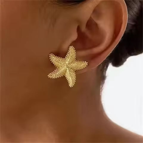 Fashion Exaggeration Summer New Golden Starfish Earrings for Woman Holiday Party Bohemian Jewelry Accessories for Women Gifts https://tinyurl.com/2a48p2bb