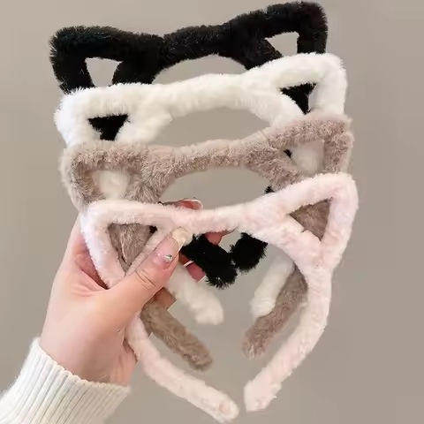 Plush Cat Ear Lolita Headbands Girls Cartoon Furry Hair Bands Hoop Women Cosplay Costume Party Headwear Korean Hair Accessories https://tinyurl.com/2bkjktw4