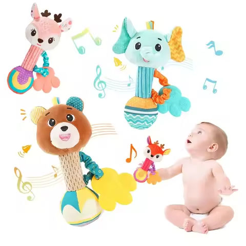 Baby Rattles Soft Stuffed Animal Rattle Hand Grip Baby Toys Shaker Crinkle Squeaky Sensory Soothing Toys Toddler Gifts https://tinyurl.com/24ovurro