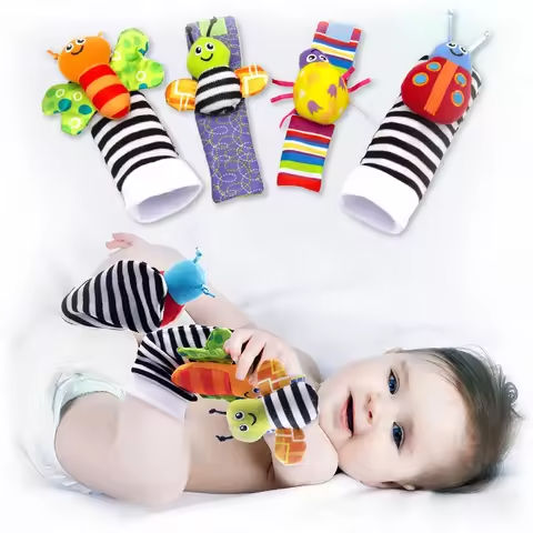 Foot Socks Wrist Rattles Set Newborn Toys Baby Boy Girl Brain Development Infant Toys Hand and Foot Rattles Suitable Babies https://tinyurl.com/2b2t2crk