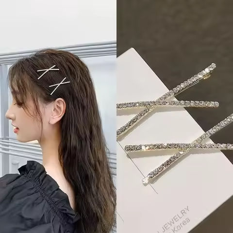 2pcs Cross Crystal Hairpins Rhinestone X Hair Clips Barrettes Simple Side Clip Bridal Headwear Girl Fashion Hair Accessories New https://tinyurl.com/2xoxqx4h