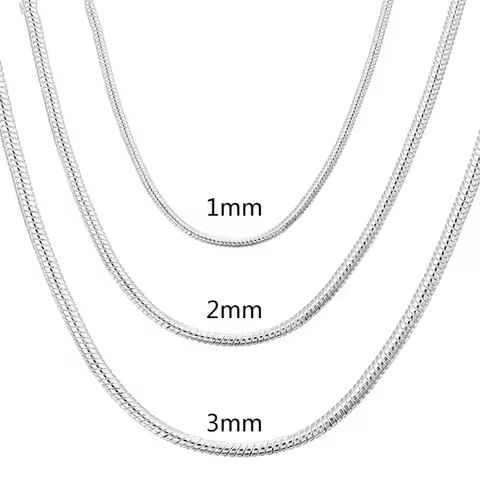 40-75cm 925 Sterling Silver 1MM/2MM/3MM solid Snake Chain Necklace For Men Women Fashion Jewelry for pendant free shipping https://tinyurl.com/28vx42fb