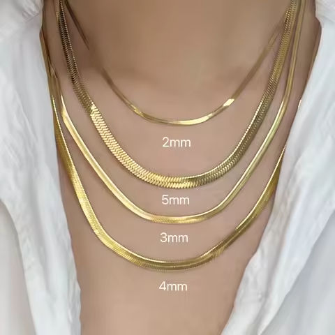 Minimalist Unisex Snake Chain Necklace Choker Stainless Steel Herringbone Gold Color Fashion Jewelry Gift For Her Women and Men https://tinyurl.com/278bqkwv
