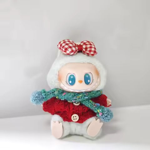 Cute Labubu Doll Clothing Suit Red Sweater Scarf Bow DIY Accessories 15-17cm Clothes Toy Gift For Girl Kid Friend https://tinyurl.com/25stgp8o