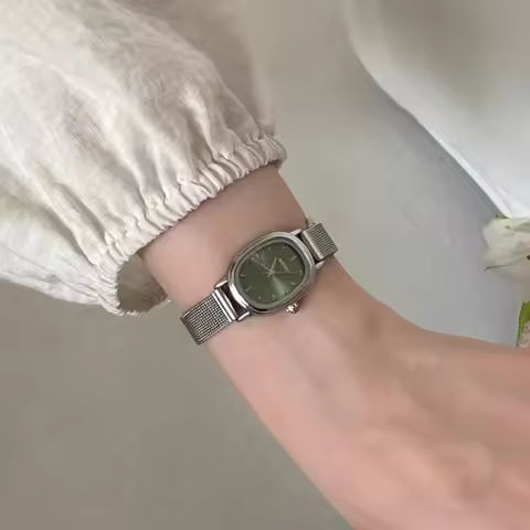 Small Oval Dial Green Watch Simple Stainless Steel Ladies Wristwatches Brand Women Luxury Gift Quartz Watch Dropshipping https://tinyurl.com/2yl528pp