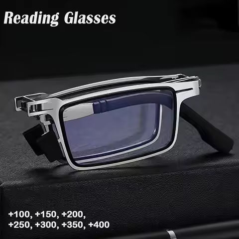 Retro Folding Reading Glasses for Men / Women Metal Frame Anti-blue Light Eyeglasses with Free Case https://tinyurl.com/29qe9uq5