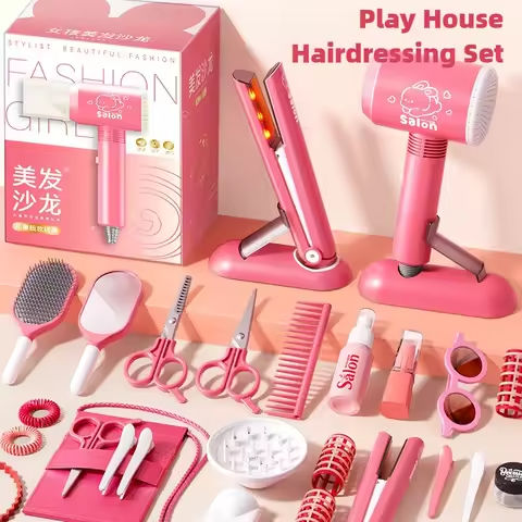 Girls Beauty Salon Set Kids Hair Beauty Makeup Set Simulation Hair Dryer Fashion Styling Tool Pretend Play House Gift Fun Game https://tinyurl.com/23ud8bfn