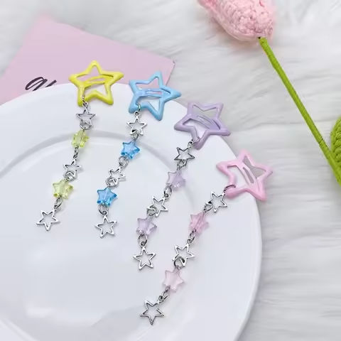 634C Y2K Gothic Star Fringe Metal Hair Clip Women Girls Accessory Punk Hairpin https://tinyurl.com/2584o44m