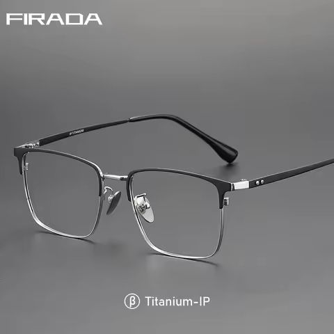 FIRADA Fashion Comfort Glasses Retro Luxury Titanium Square Eyewear Optical Prescription Eyeglasses Frame For Men Women 20363-C https://tinyurl.com/26rwf57b