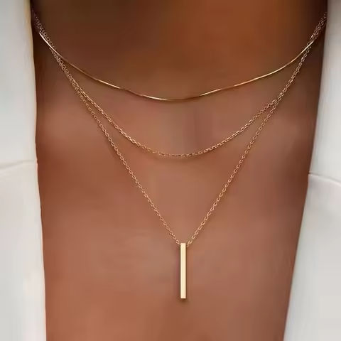 Vintage Bohemian Multilayer Minimalist Necklace for Women Stick Pendant Link Chain Necklace Collarbone Collares Fashion Jewelry https://tinyurl.com/2dxjrqa8