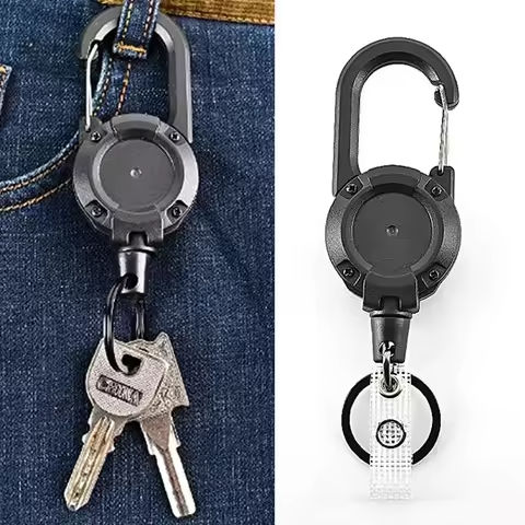 Retractable Heavy Duty Pull Reel Carabiner Key Chains Strong Steel Wire Rope Buckle Spring Key Ring Outdoor Sporty Keychain Tool https://tinyurl.com/29att3rs
