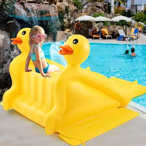 98 Inch Giant Inflatable Duck Pool Slide Large 3D Inflatable Water Slide Outdoor Water Play Summer Swimming Pool Play Game Toy f https://tinyurl.com/246r9gsd