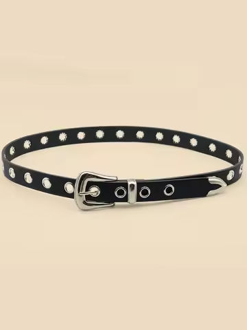Classic Pu Material Black Belt Retro Hollow Women’s Belt Punk Y2K Style Versatile Casual Decoration https://tinyurl.com/2bzk9hok