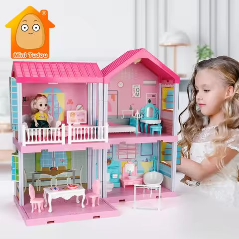 DIY Princess Big Villa Simulation Assembled Dollhouse Pink Castle Pretend Play Doll Game Educational Toy For Girl Birthday Gift https://tinyurl.com/29y5tphh