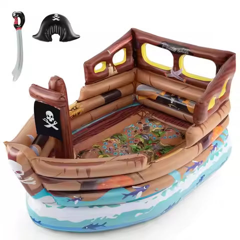 Inflatable Pirate Ship Playhouse w/ Built in Motor Inflatable Toy Sword https://tinyurl.com/224kgo9s