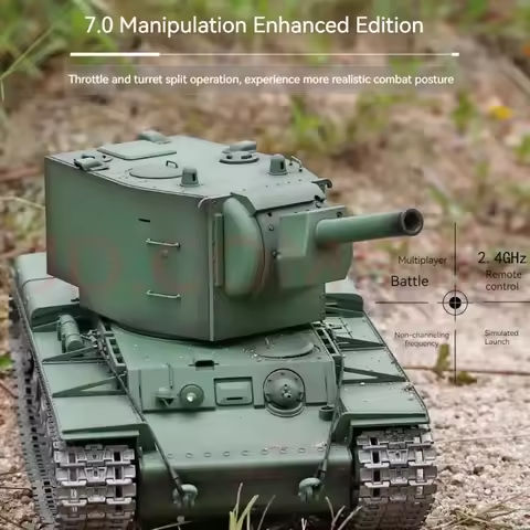 Henglong 1/16 Remote-Controlled Tank Kv-2 Can Launch Smoking Tracks, Large Alloy Electric Military Model, Boys’ Toy Car Gift https://tinyurl.com/29vquepx
