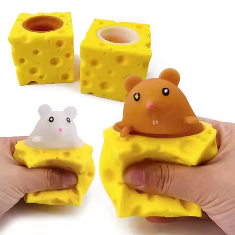 Stress-relieving Pet Cheese Mouse Cheese Pinch Fun Stress Ball Vent Squirrel Cup Prank Toy Fidget Toys https://tinyurl.com/246lgj9s