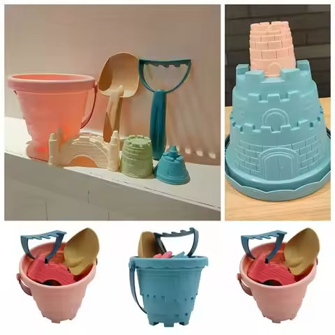 6PCS Gift Kids Plaything Parent-Children Interactive Shovel Rake Mold Digging Sand Kit Sand Toys Set Beach Castle Bucket https://tinyurl.com/22edkrha